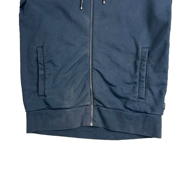 Hugo Boss Hoodie Sweater Jacket Mens medium Blue Full Zip Boss Logo - Picture 5 of 16